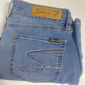 Womens Seven7 Size 6 Skinny Blue Jeans  Cropped‎ Capri Light Wash Stretch